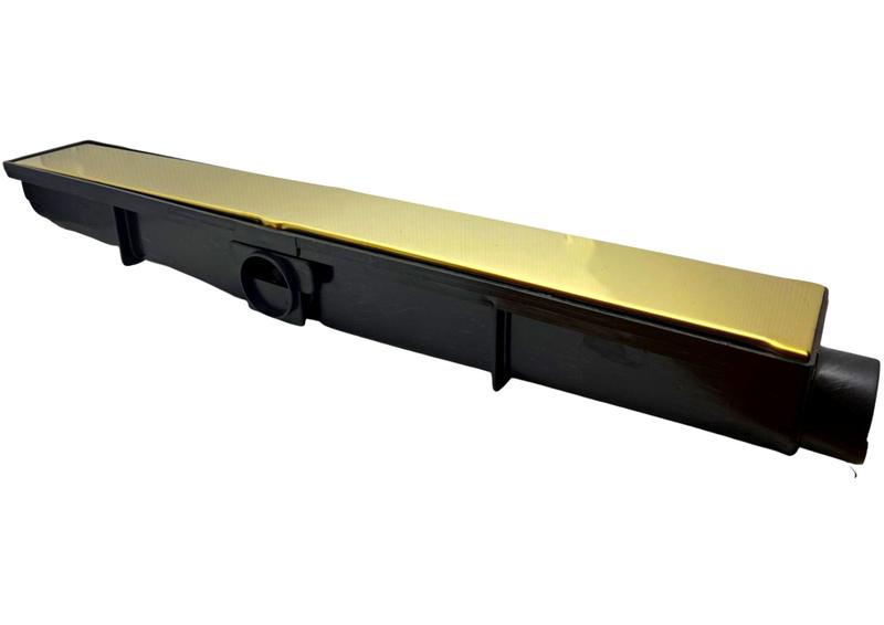 Imagem de Ralo Linear Oculto Dourado 6x50cm Preto Com tampa Aco Inox Fineza