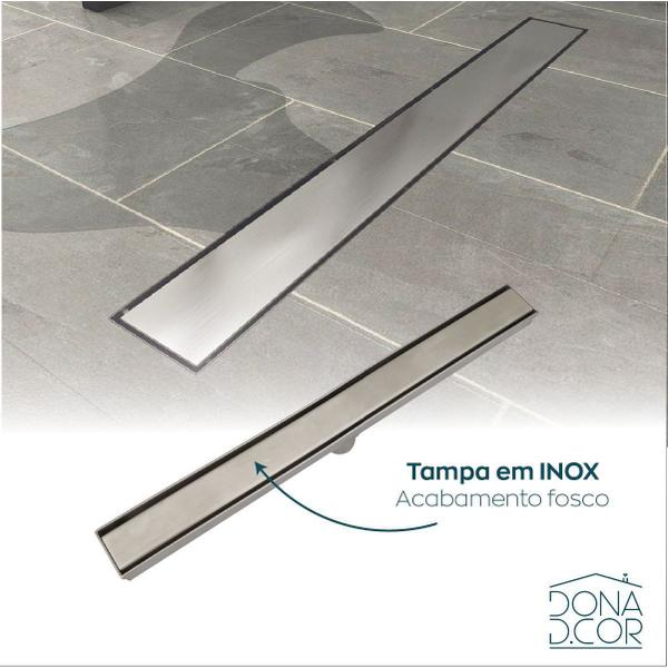 Imagem de Ralo Linear Oculto Inox Invisivel Duplo Retangular 50cm Nao É Pvc Ralo Para Banheiro Tampa Oculta Piso Porcelanato Aço Inox 304 50x5cm