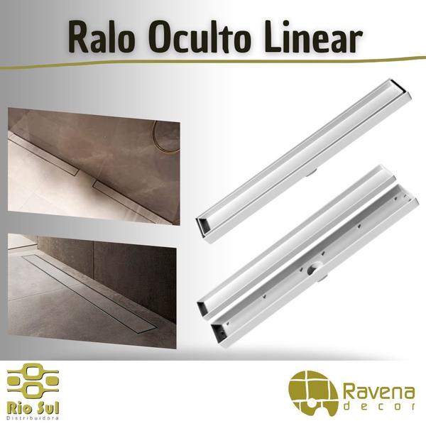 Imagem de Ralo Linear Oculto Invisível 5x70 Para Banheiro Branco