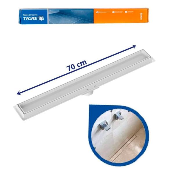 Imagem de Ralo linear oculto invisivel 70cm branco plástico pvc tigre