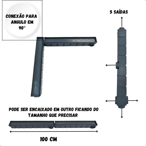 Imagem de Ralo linear oculto invisivel para colar piso 6x50cm cinza 1un