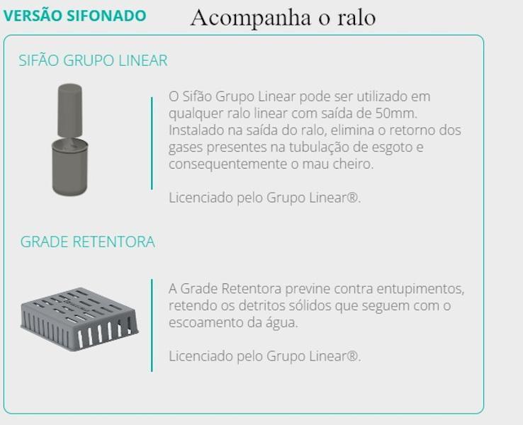 Imagem de Ralo Linear Oculto Sifonado Tampa Invisível Pvc 75 Cm Novii