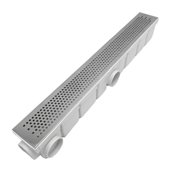 Ralo Linear Quintal Varanda 6x50 Bolinha Cocho Branco - Ficone & Reis Imagem de Ralo Linear Quintal Varanda 6x50 Bolinha Cocho Branco
