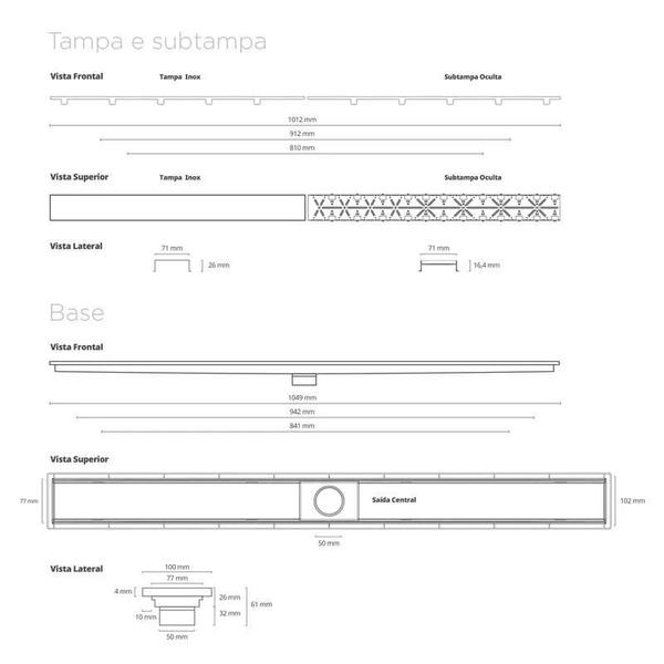 Imagem de Ralo Linear Royal com Tampa Inox 80X7,5 - Linear