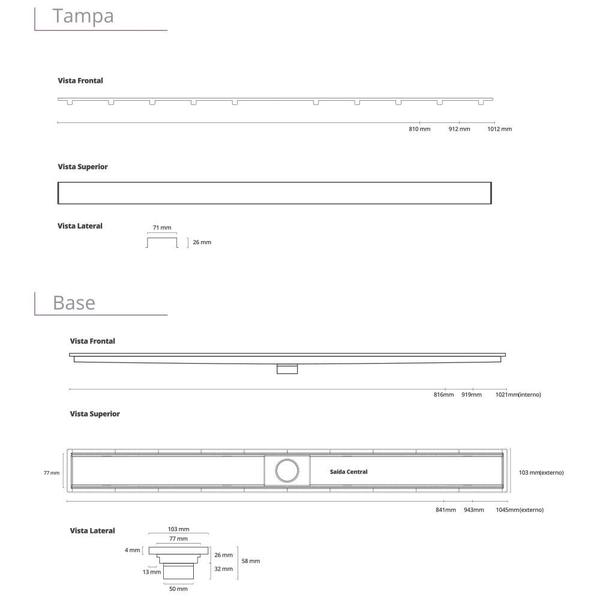 Ralo Linear Royal Seco Line 80cm Tampa Aço Inox Cod.116 Imagem de Ralo Linear Royal Seco Line 80cm Tampa Aço Inox Cod.116