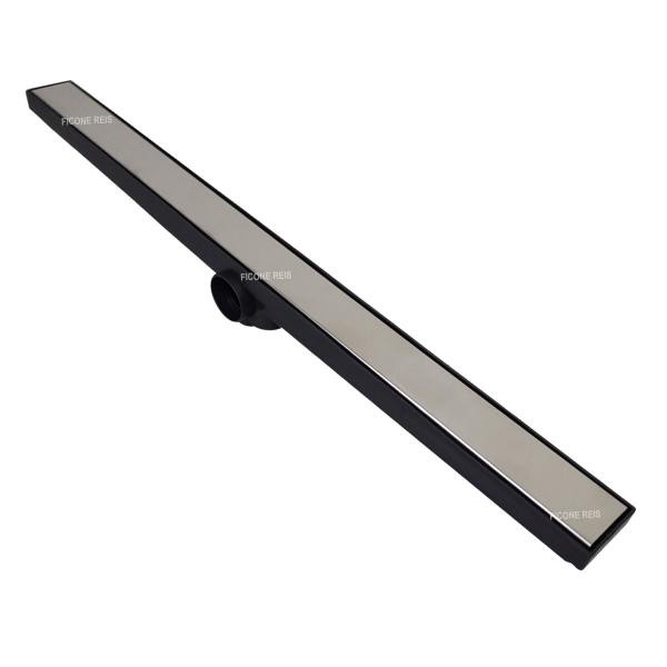 Imagem de Ralo Linear Sifonado 5x70 Banheiro modelo Oculta Inox304 Coletor Preto com Tela Anti Insetos - Ficone Reis