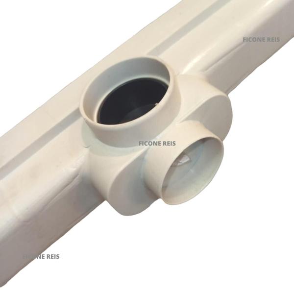 Ralo Linear Sifonado 5x70 com Tela Anti Insetos modelo Grelha Inox Ondas Coletor Branco - Ficone Reis Imagem de Ralo Linear Sifonado 5x70 com Tela Anti Insetos modelo Grelha Inox Ondas Coletor Branco - Ficone Reis