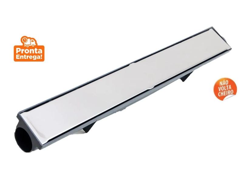 Ralo Linear tampa aço inox cromado oculto 06x50 - Sacheto Imagem de Ralo Linear tampa aço inox cromado oculto 06x50