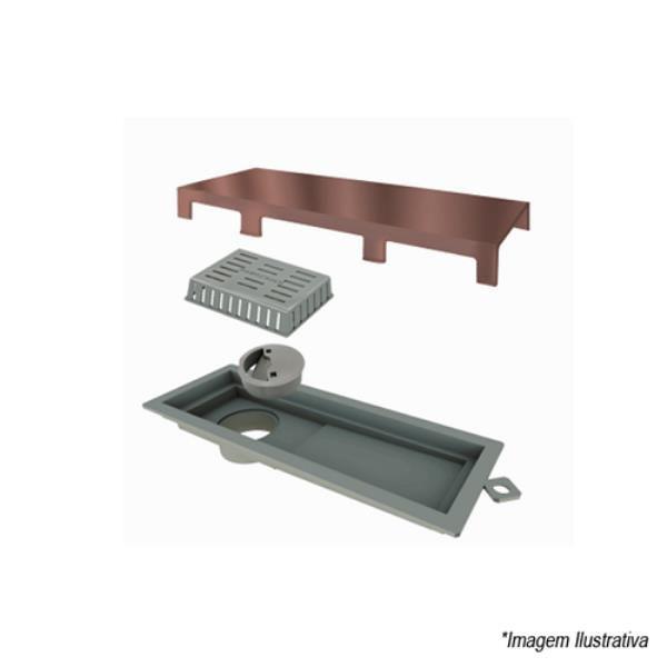 Ralo Linear Tiny Pvc Tampa Inox Red Gold 25cm 2920 Imagem de Ralo Linear Tiny Pvc Tampa Inox Red Gold 25cm 2920