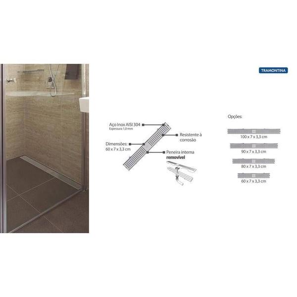Ralo linear tramontina em aco inox 60x7cm Imagem de Ralo linear tramontina em aco inox 60x7cm