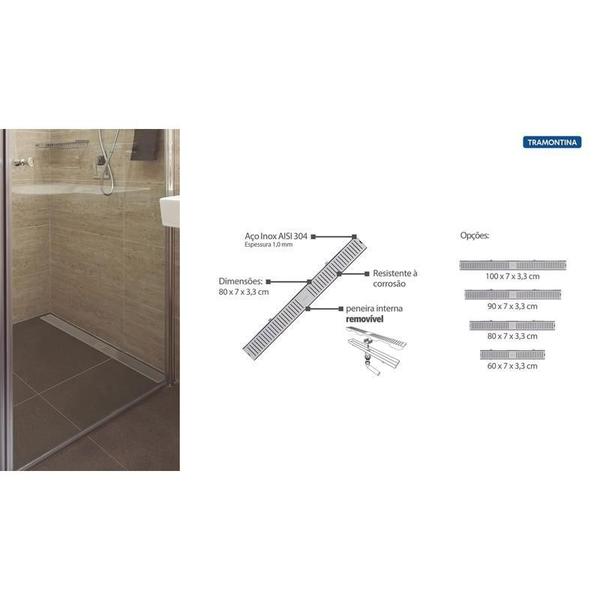 Ralo linear tramontina em aco inox 80x7cm Imagem de Ralo linear tramontina em aco inox 80x7cm