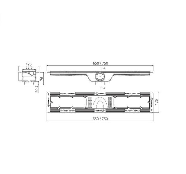 Imagem de Ralo linear versata base pvc 60x8 cm tampa inox perfurada rvp600