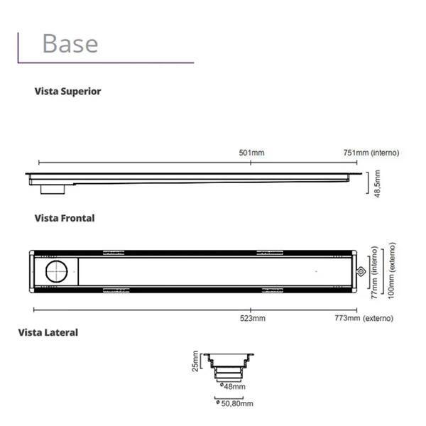 Imagem de Ralo Linear Versatile Tampa Inox 75Cm 4258