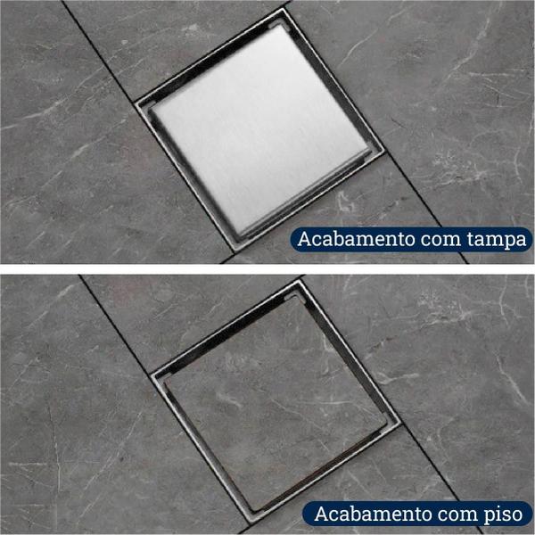 Imagem de Ralo Oculto 10X10Cm Inox Escovado Slim Smart Depot Sem Borda