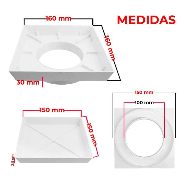 Imagem de Ralo Oculto 15x15 Sifonado Com Tela Retenção Anti Inseto Seca Piso Porcelanato Inteligente Branco Invisível Caixa