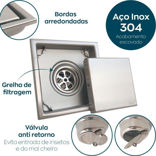 Imagem de Ralo Oculto Inox 11X11 Tampa Invisível Quadrado Não É Pvc