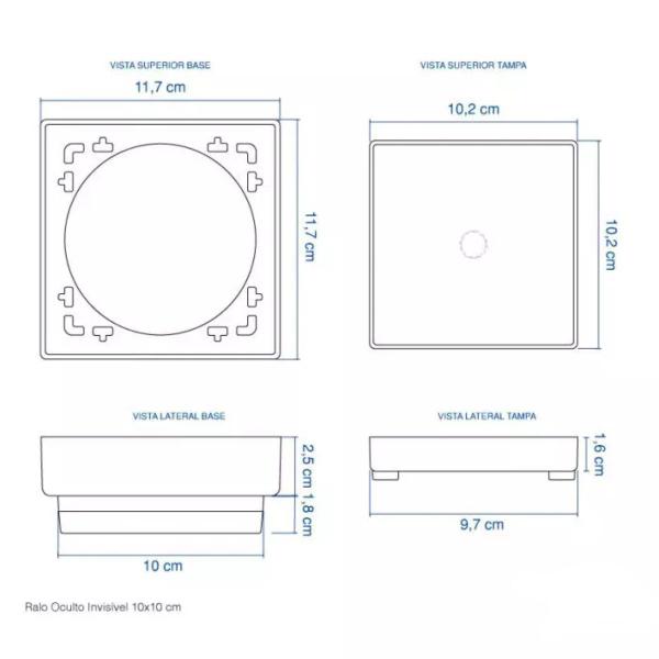 Imagem de Ralo Oculto Invisível 10x10cm com Tela Bege