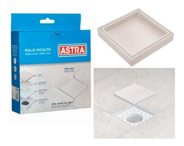 Imagem de Ralo Oculto Invisível Piso Seco Quadrado Astra 10x10 Branco