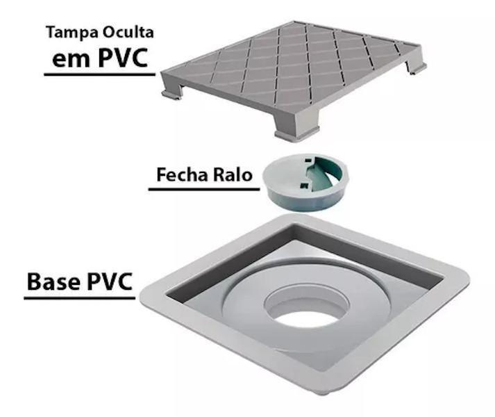 Imagem de Ralo Oculto Tampa Invisível Quadrado Em Pvc 10 X 10 Novii