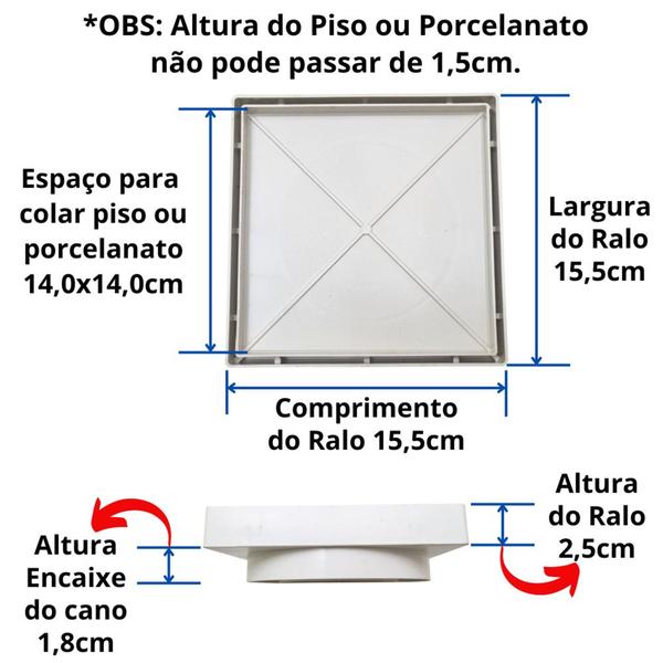 Ralo para Banheiro 15x15 Oculto invisível Embutido Cola Piso / Porcelanato Anti inseto e Anti Odor - Ralos LMF Imagem de Ralo para Banheiro 15x15 Oculto invisível Embutido Cola Piso / Porcelanato Anti inseto e Anti Odor