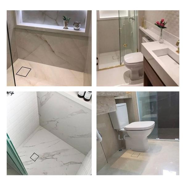 Ralo para Banheiro 15x15 Oculto invisível Embutido Cola Piso / Porcelanato Anti inseto e Anti Odor - Ralos LMF Imagem de Ralo para Banheiro 15x15 Oculto invisível Embutido Cola Piso / Porcelanato Anti inseto e Anti Odor