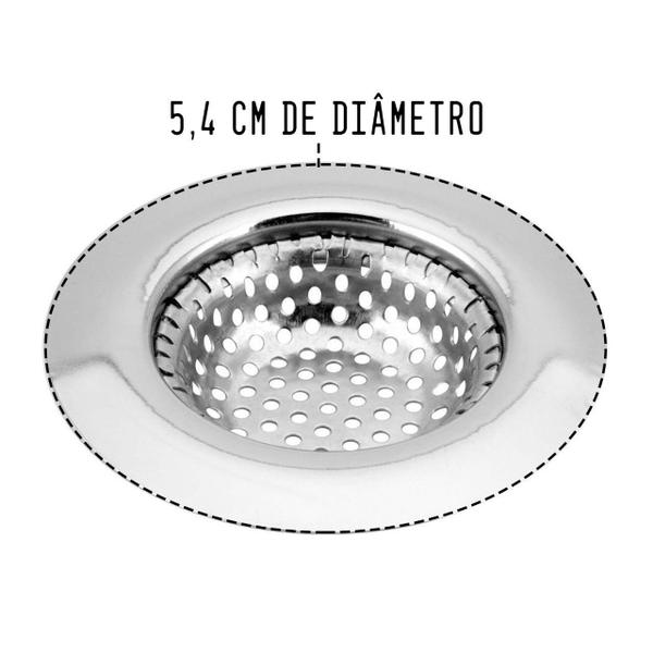 Imagem de Ralo Para Pia Gd Com Borda Inox Cozinha 5,4Cm - 01 Unidade