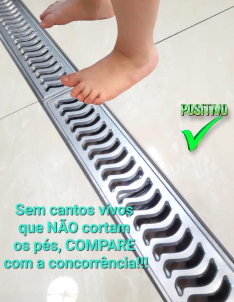 Ralo Pluvial 10x150 com Suporte - Escovado(3 ralos de 50cm)- ZNubi Grelhas & Cia Imagem de Ralo Pluvial 10x150 com Suporte - Escovado(3 ralos de 50cm)- ZNubi Grelhas & Cia