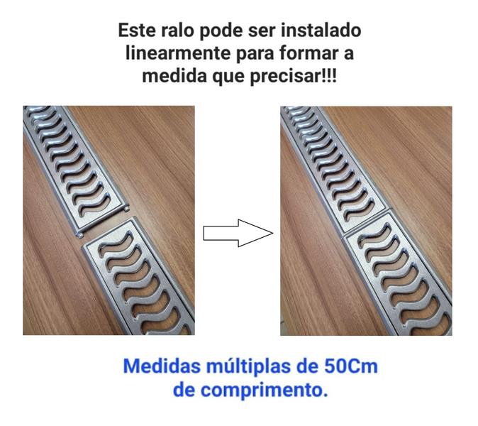 Ralo Pluvial 10x150 com Suporte - Escovado(3 ralos de 50cm)- ZNubi Grelhas & Cia Imagem de Ralo Pluvial 10x150 com Suporte - Escovado(3 ralos de 50cm)- ZNubi Grelhas & Cia