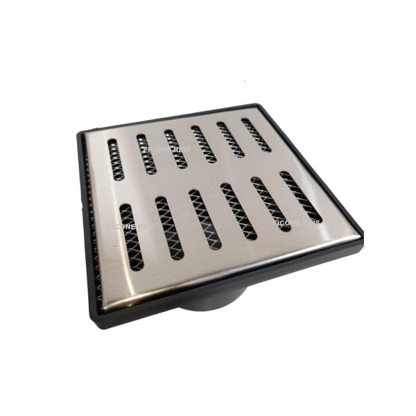 Ralo Pluvial Quintal 15x15 Inox 304 Cocho Coletor Saída Baixa 100mm e Tela Anti Inseto - Ficone & Reis Imagem de Ralo Pluvial Quintal 15x15 Inox 304 Cocho Coletor Saída Baixa 100mm e Tela Anti Inseto