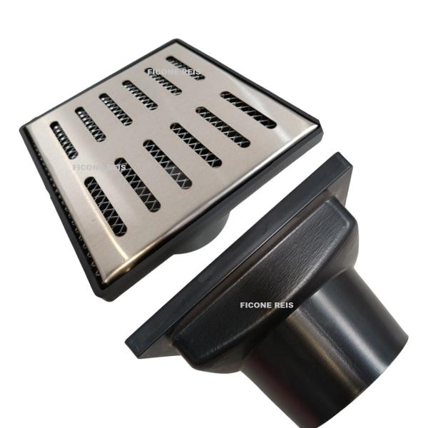 Ralo Pluvial Quintal 15x15 Inox 304 Cocho Coletor Saída Baixa 100mm e Tela Anti Inseto - Ficone & Reis Imagem de Ralo Pluvial Quintal 15x15 Inox 304 Cocho Coletor Saída Baixa 100mm e Tela Anti Inseto