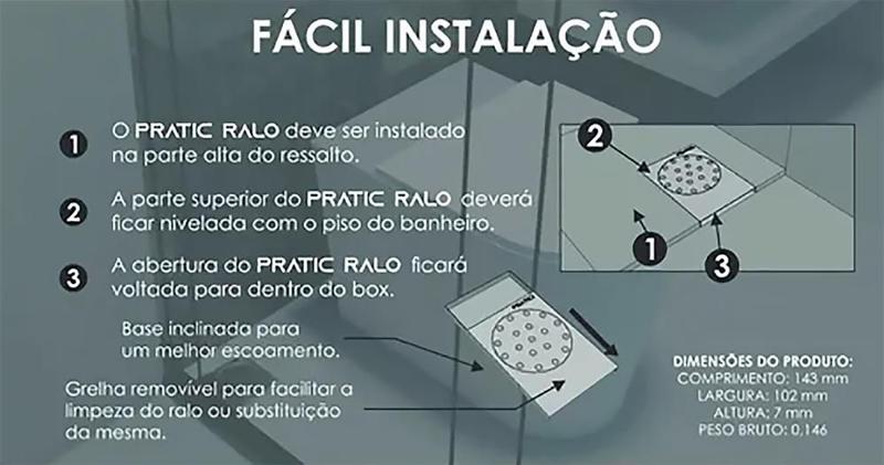 Ralo Pratic Inteligente Para Box De Banheiro Branco 10x14cm Imagem de Ralo Pratic Inteligente Para Box De Banheiro Branco 10x14cm