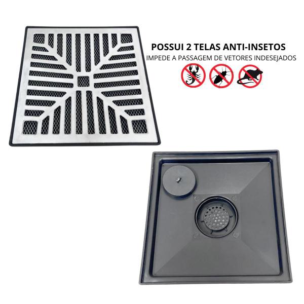 Ralo Quadrado 30x30 Alumínio Concavo Saída 4 pol. Sifonado - FICONE & REIS Imagem de Ralo Quadrado 30x30 Alumínio Concavo Saída 4 pol. Sifonado