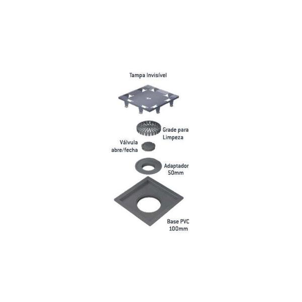 Imagem de Ralo Quadrata Invisivel 15x15 cm - Tampa Oculta  RPI15 - Base PVC