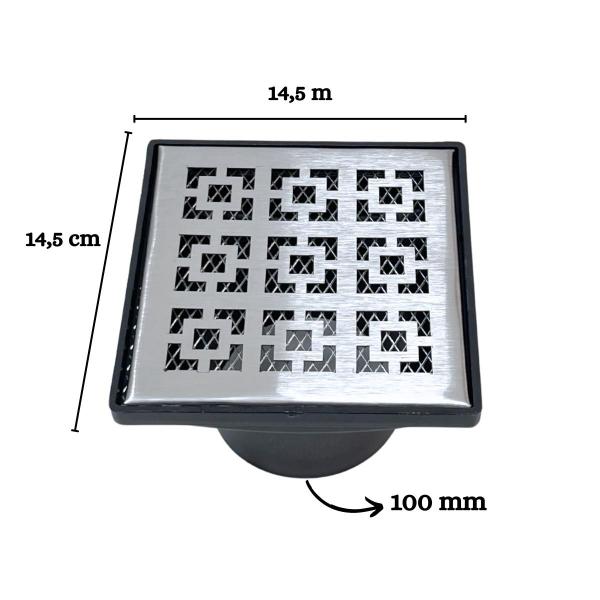 Ralo Quintal 15x15 Inox Dubai com Tela Saída Baixa 100 - Ficone & Reis Imagem de Ralo Quintal 15x15 Inox Dubai com Tela Saída Baixa 100