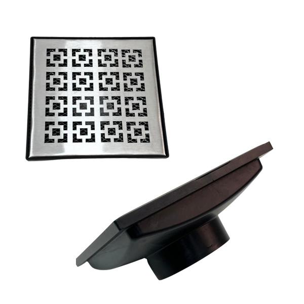 Ralo Quintal 20x20 Inox Dubai com Tela Saída Baixa 75 - Ficone & Reis Imagem de Ralo Quintal 20x20 Inox Dubai com Tela Saída Baixa 75