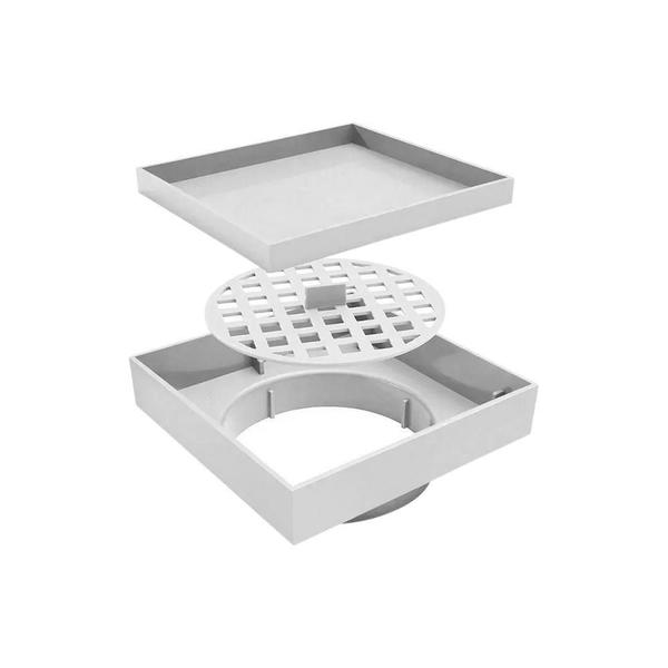 Ralo Seca Piso Invisível Quadrado Branco Oculto 15X15Cm - Camarx Imagem de Ralo Seca Piso Invisível Quadrado Branco Oculto 15X15Cm