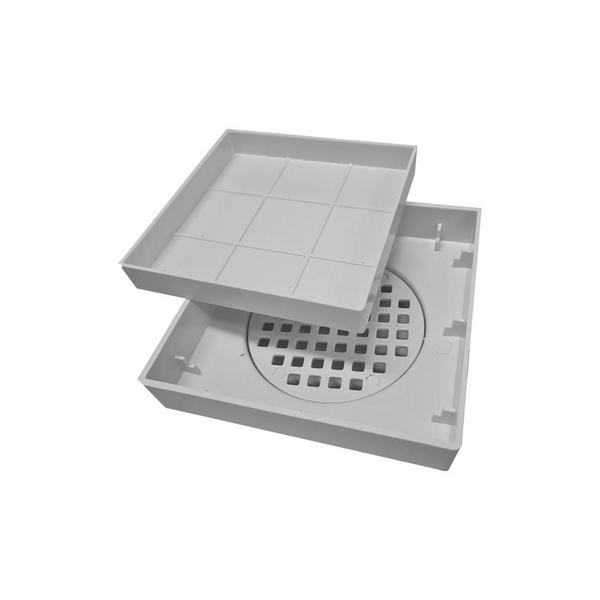 Ralo Seca Piso Invisível Quadrado Branco Oculto 15X15Cm - Camarx Imagem de Ralo Seca Piso Invisível Quadrado Branco Oculto 15X15Cm