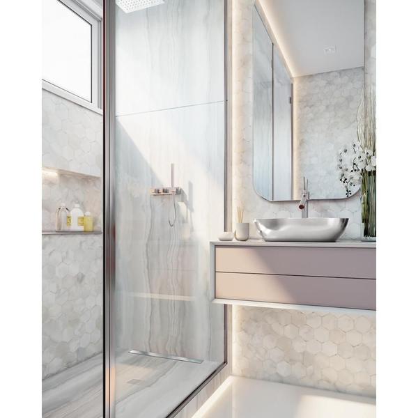 Ralo Versatile Tampa Inox Polida Linear 50Cm Imagem de Ralo Versatile Tampa Inox Polida Linear 50Cm