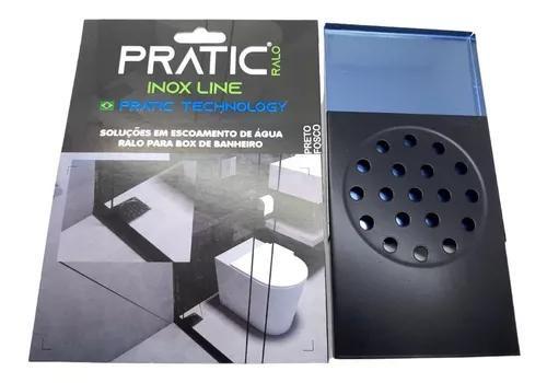 Imagem de Ralos De Passagem Inteligente P/ Box De Banheiro Inox Pratic Preto Brilhante Kit 2 