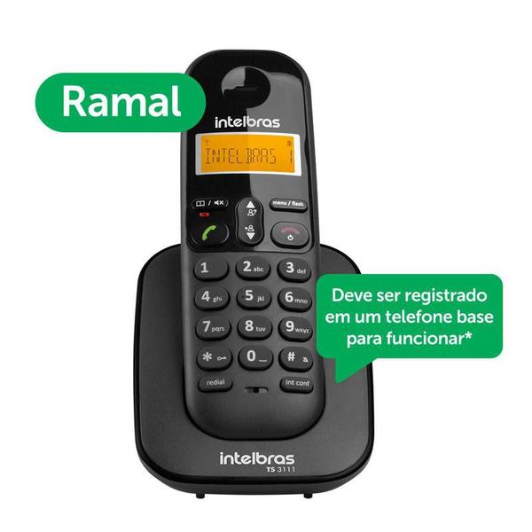 Imagem de Ramal sem fio digital TS 3111 Preto Intelbras