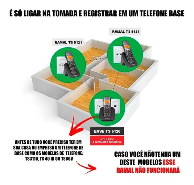 Imagem de Ramal Telefone Adicional Sem Fio Intelbras Ts 5121 Preto