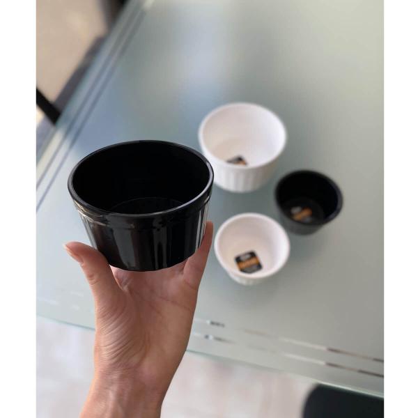 Imagem de Ramekin Plástico Preto Canelado 200ml 9,7cm Uno Coza Tigela Bowl Sobremesa