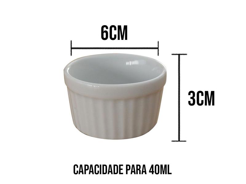 Imagem de Ramekin Porcelana 40ml Molheira Recipiente Pequeno Branco Escondidinho Refratário Açaí Feijão Amendoins Petiscos