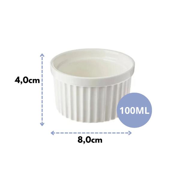 Imagem de Ramekin Porcelana Branca 100ml Canelado Potinho Petisco Oxford Tigela Molhos