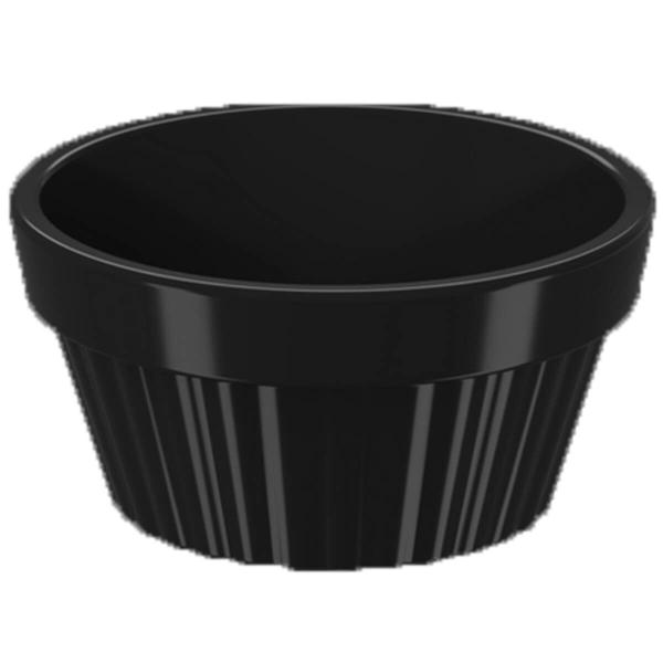 Imagem de Ramequim Canelado Preto Oval Plástico 60ml Uno Coza Molhos Shoyu Ramekin