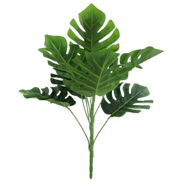 Imagem de Ramo Costela de Adão Decorativo Artificial Plástico Verde 9 Folhas 32cm