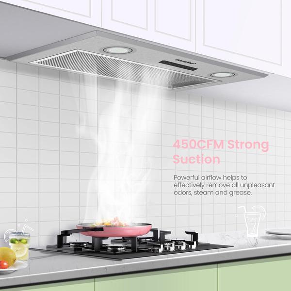 Imagem de Range Hood Comfee' embutido/inserido em aço inoxidável 450 CFM de 27 polegadas