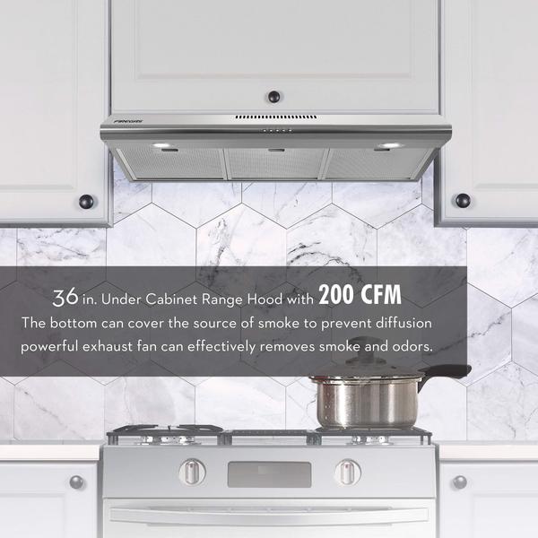 Imagem de Range Hood FIREGAS Under Cabinet de 36 polegadas com ventilador de 3 velocidades