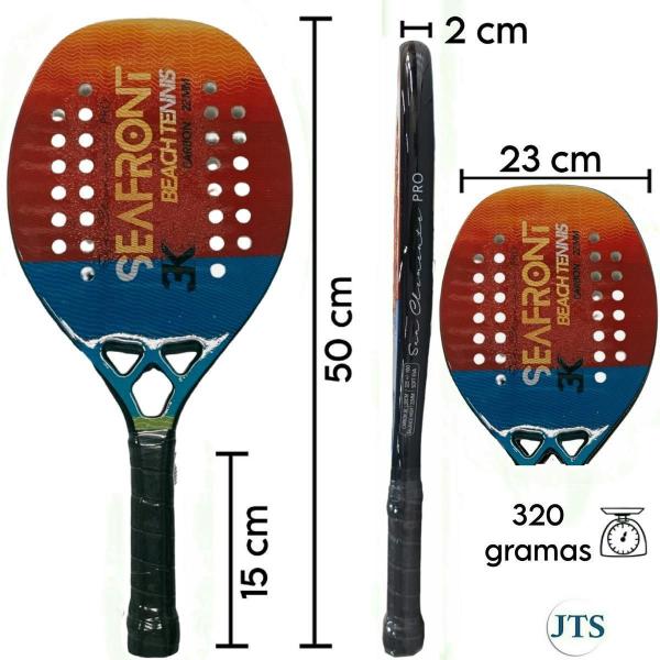 Imagem de Raquete Beach Tennis 100% Fibra Carbono 3K Preto Desenho