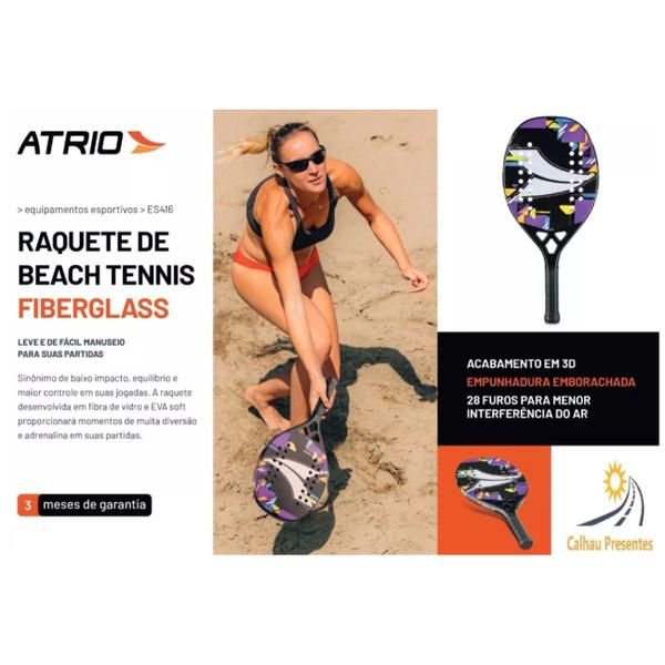 Raquete Beach Tennis Atrio Profissional Fiberglass Iniciante Imagem de Raquete Beach Tennis Atrio Profissional Fiberglass Iniciante